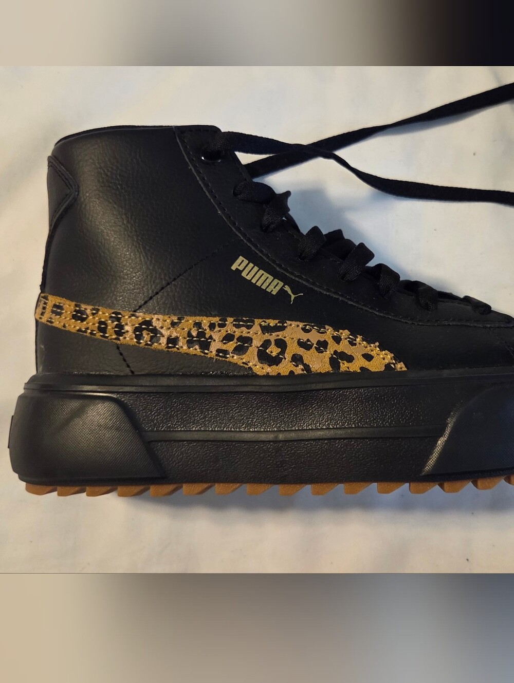 Puma Kaia Women's Black High-Top Sneakers w Leopard Print Accent
